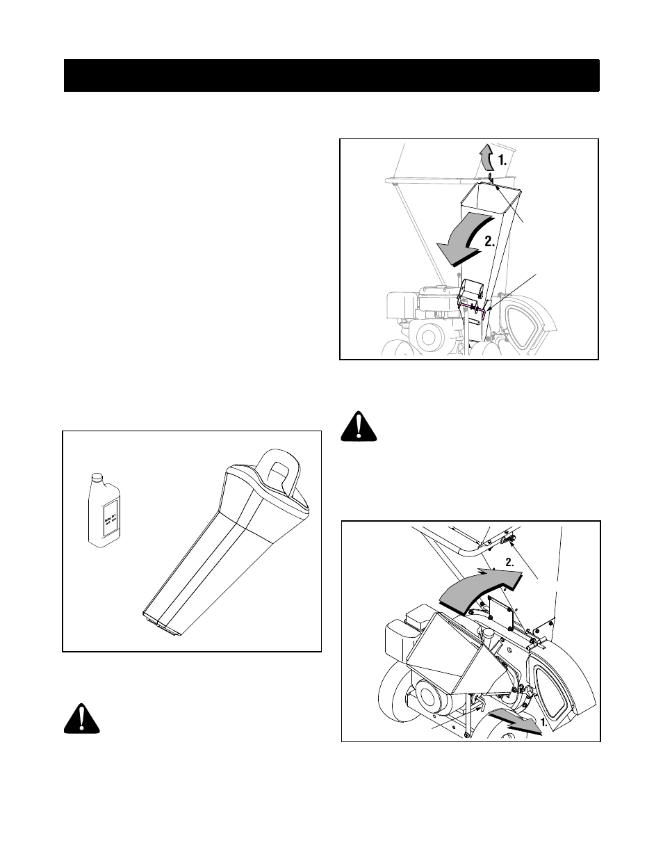 Assembly, Removing unit from carton, Loose parts in carton | Lowering the chipper chute, Raising the chipper chute | Craftsman 247.776350 User Manual | Page 6 / 48