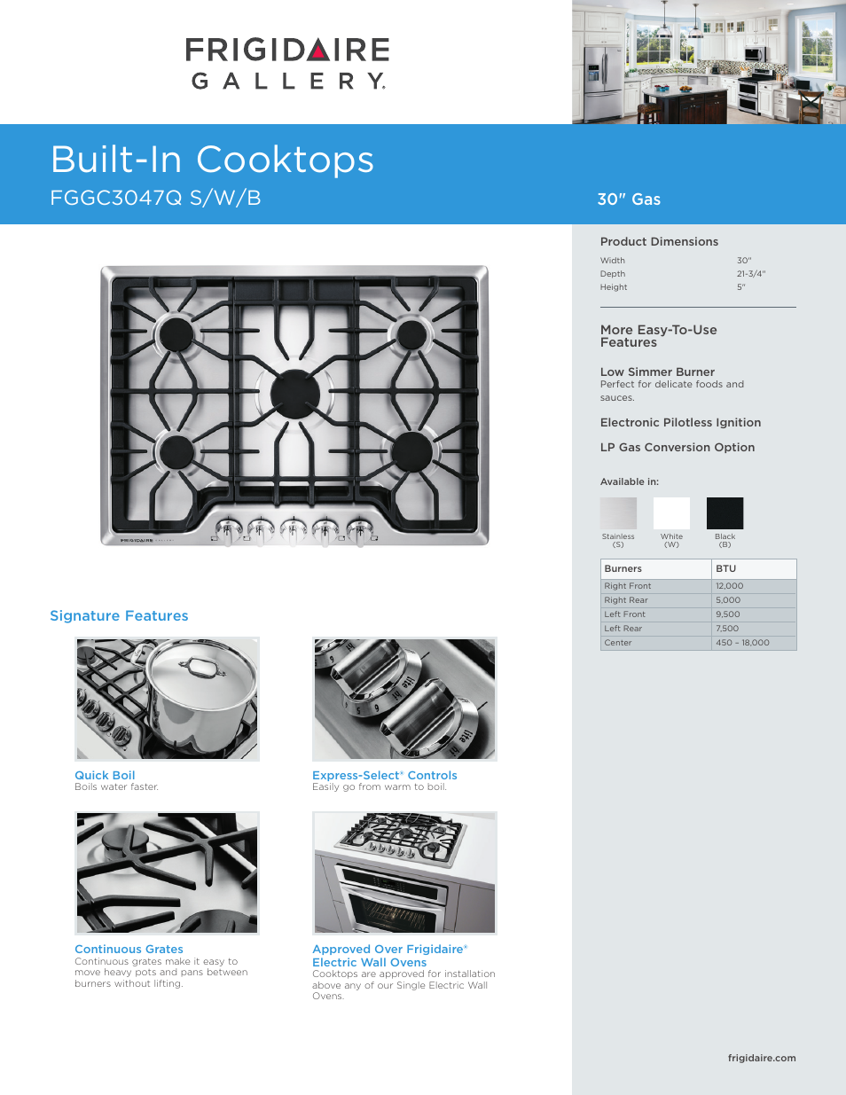 FRIGIDAIRE FGGC3047QS User Manual | 5 pages