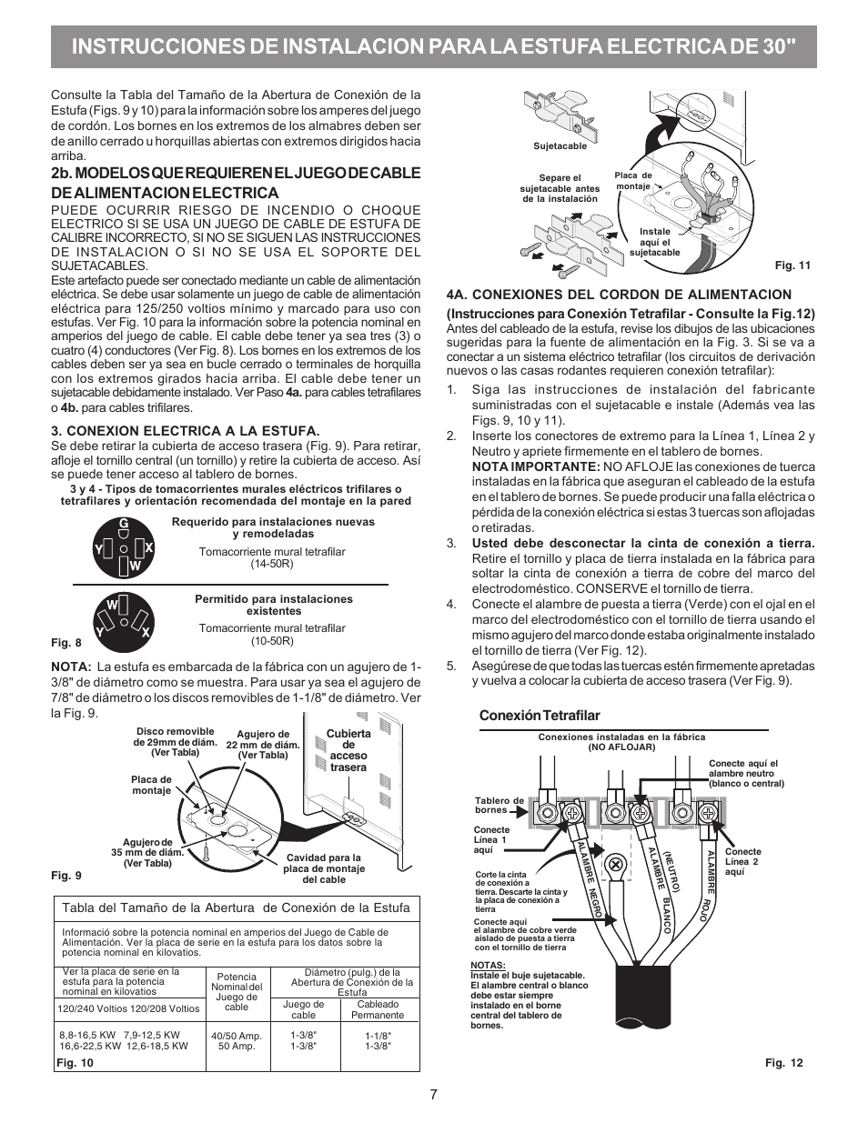 Conexión tetrafilar | FRIGIDAIRE FGIF3061NF User Manual | Page 7 / 8