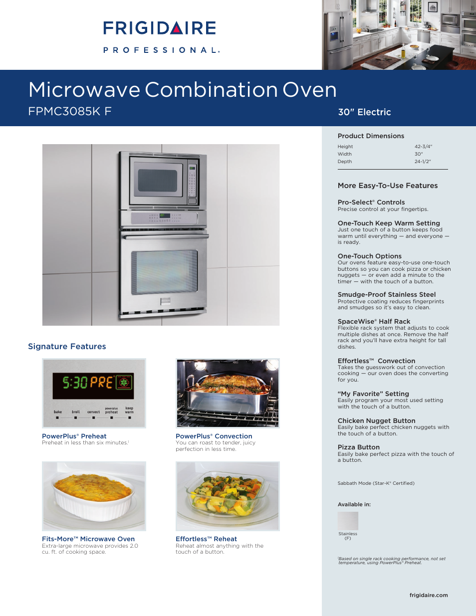 FRIGIDAIRE FPMC3085KF User Manual | 5 pages