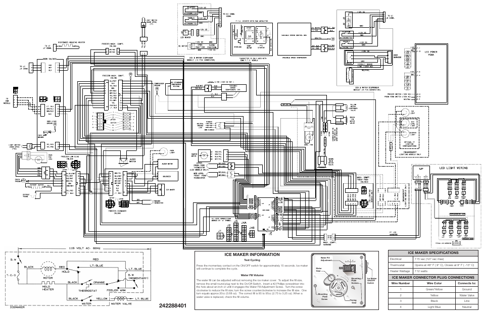 Ice maker information, Ice maker specifications, Ice maker connector plug connections | FRIGIDAIRE FPHS2399PF User Manual | Page 2 / 2