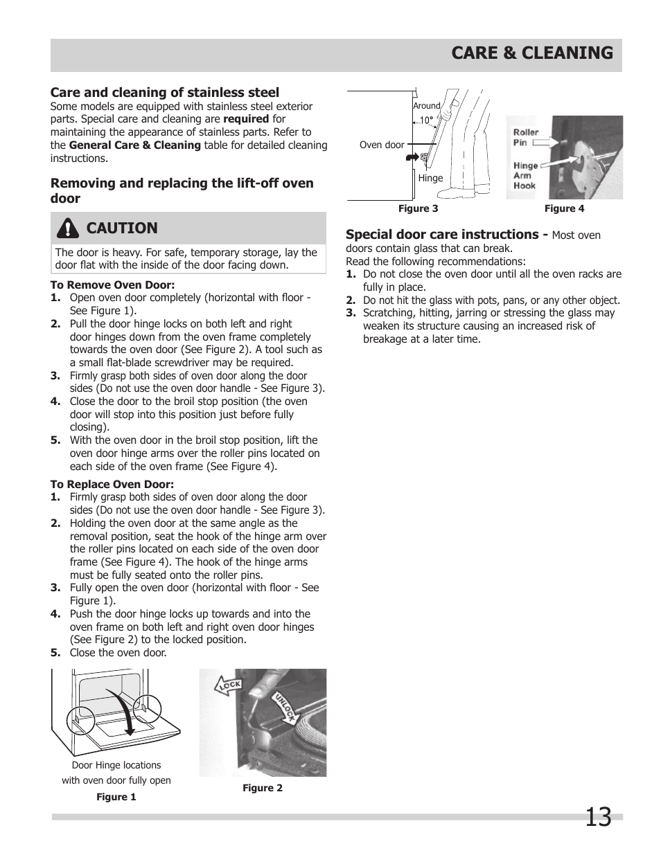 Care & cleaning, Caution | FRIGIDAIRE FGB24T3ES User Manual | Page 13 / 16