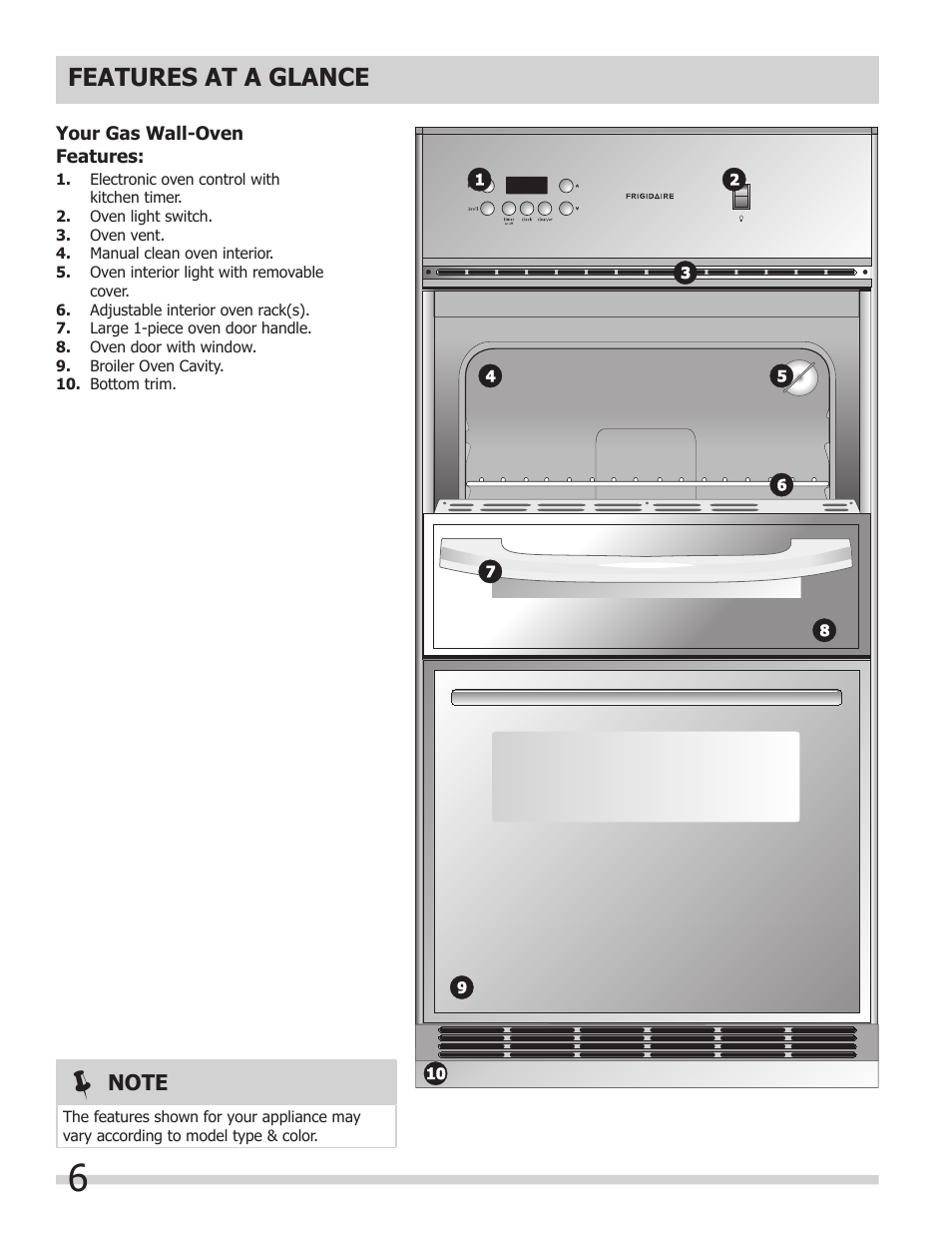 Features at a glance | FRIGIDAIRE FGB24T3ES User Manual | Page 6 / 16