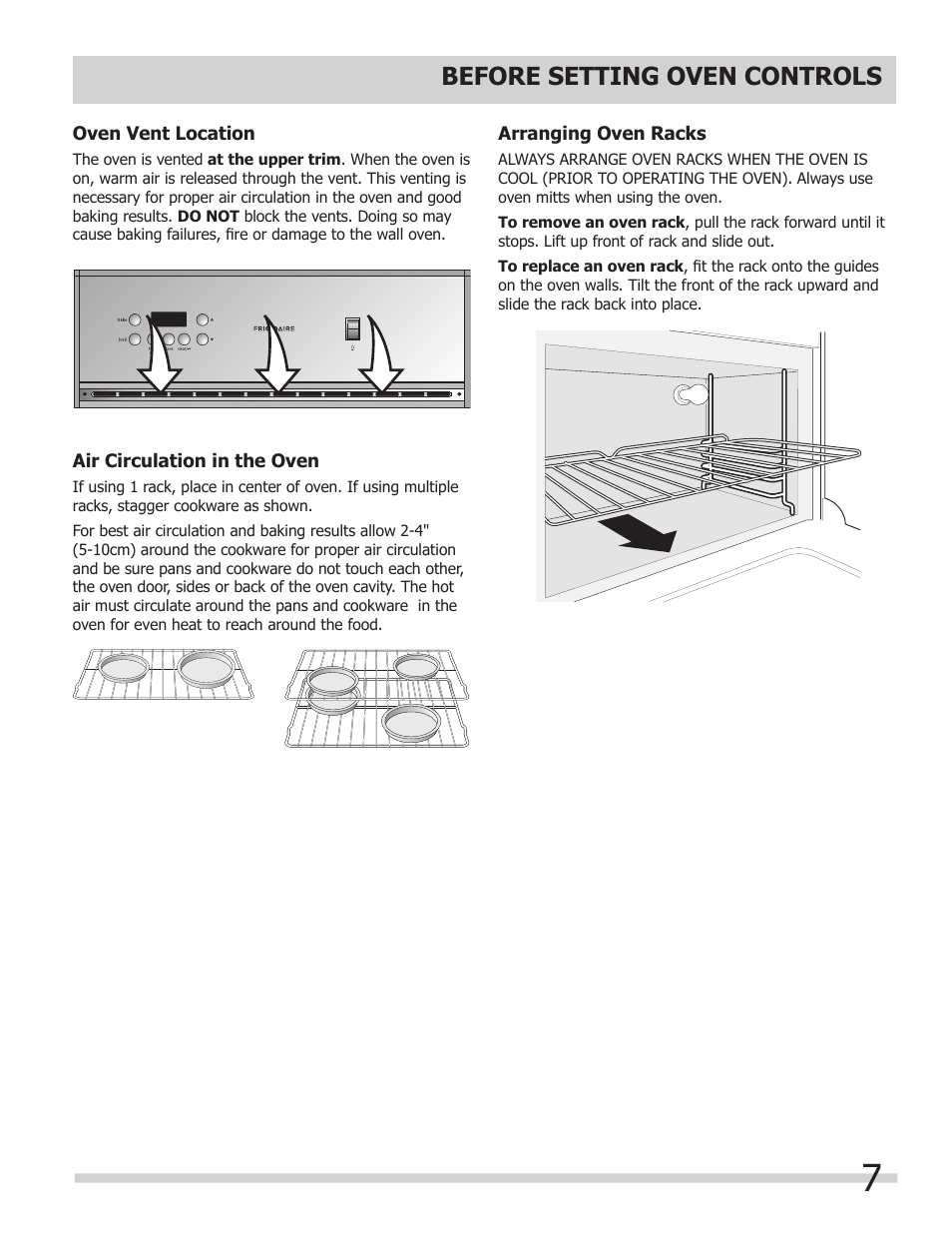 Before setting oven controls | FRIGIDAIRE FGB24T3ES User Manual | Page 7 / 16