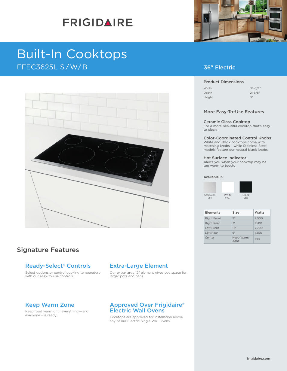 FRIGIDAIRE FFEC3625LW User Manual | 5 pages