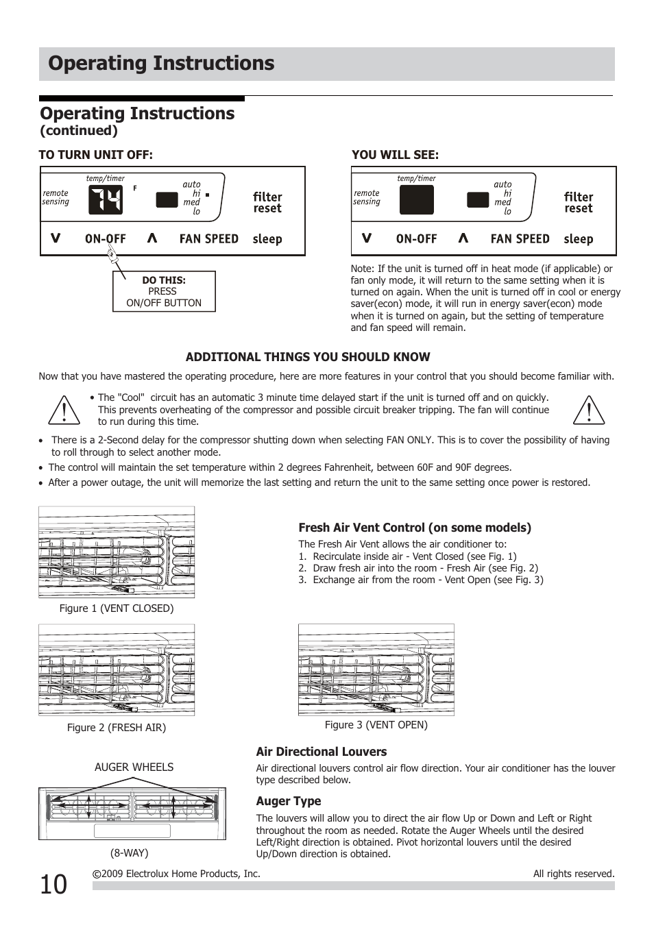 Operating instructions | FRIGIDAIRE FFRE1233Q1 User Manual | Page 10 / 13