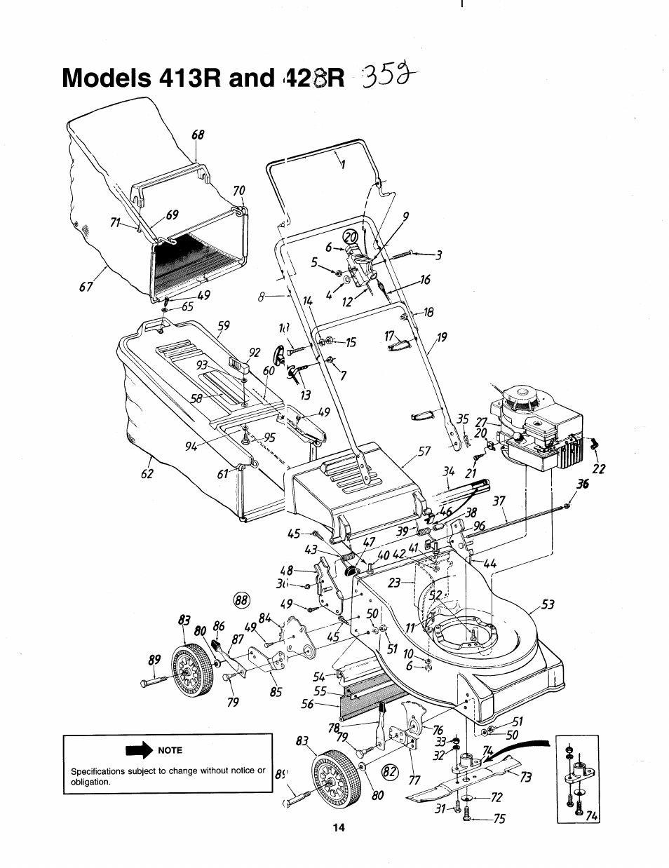 Models 413r and 428r 35 | Bolens 112-413R352 User Manual | Page 14 / 16