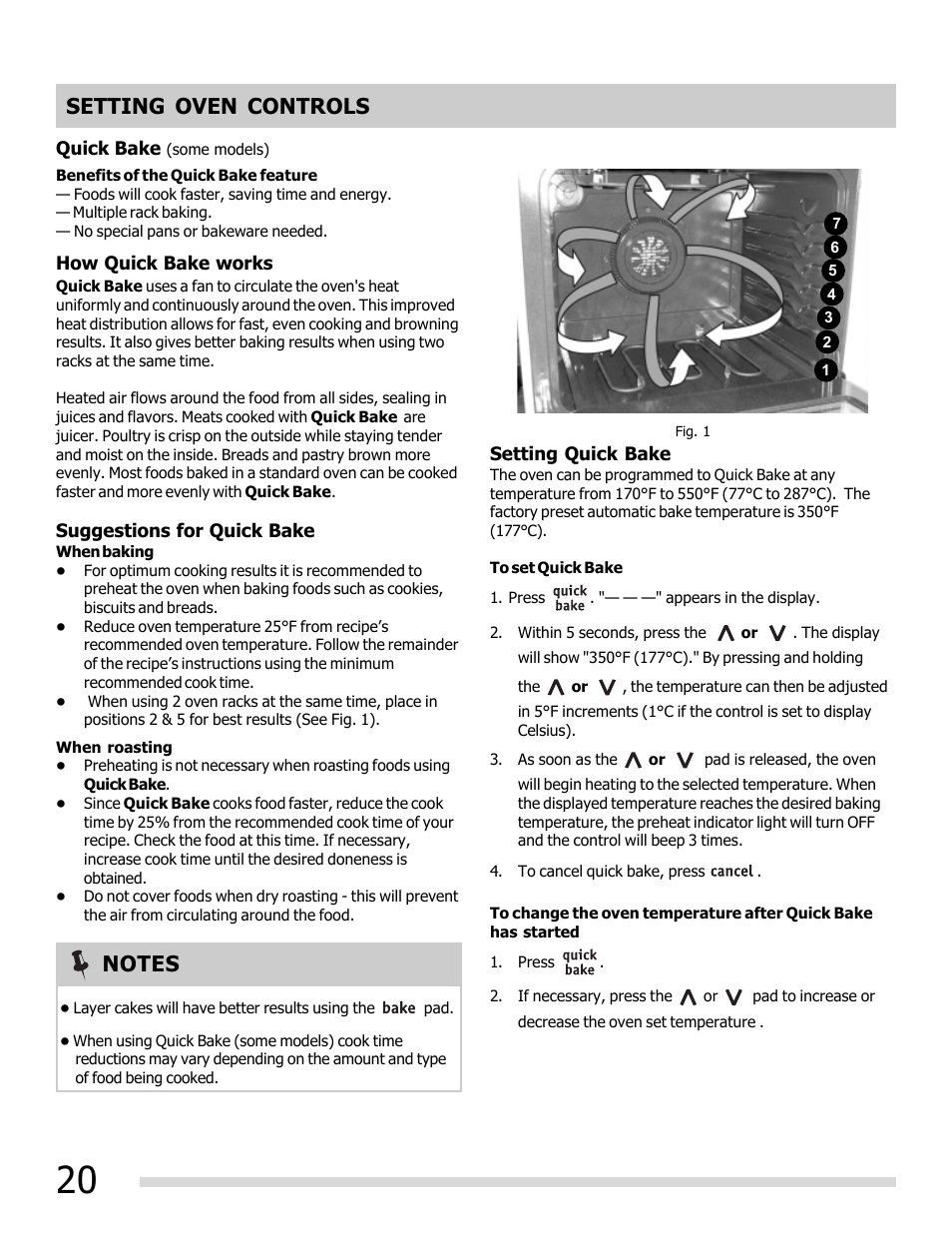 Setting oven controls | FRIGIDAIRE FGEF3030PW User Manual | Page 20 / 32