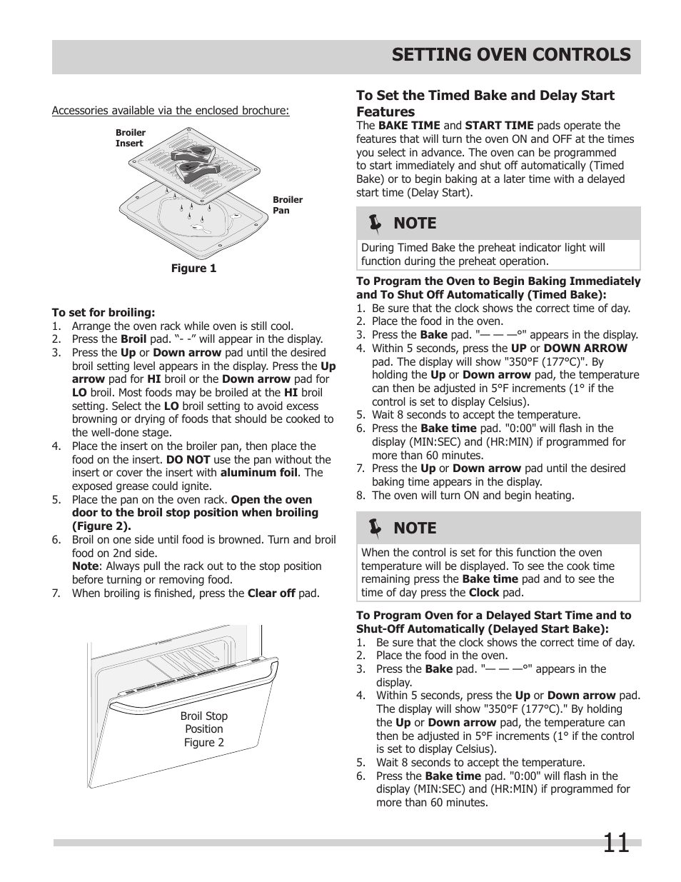 Setting oven controls | FRIGIDAIRE FFEW3025LB User Manual | Page 11 / 20