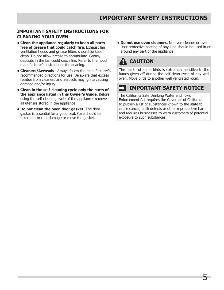 Important safety instructions, Caution, Important safety notice | FRIGIDAIRE FFEW3025LB User Manual | Page 5 / 20