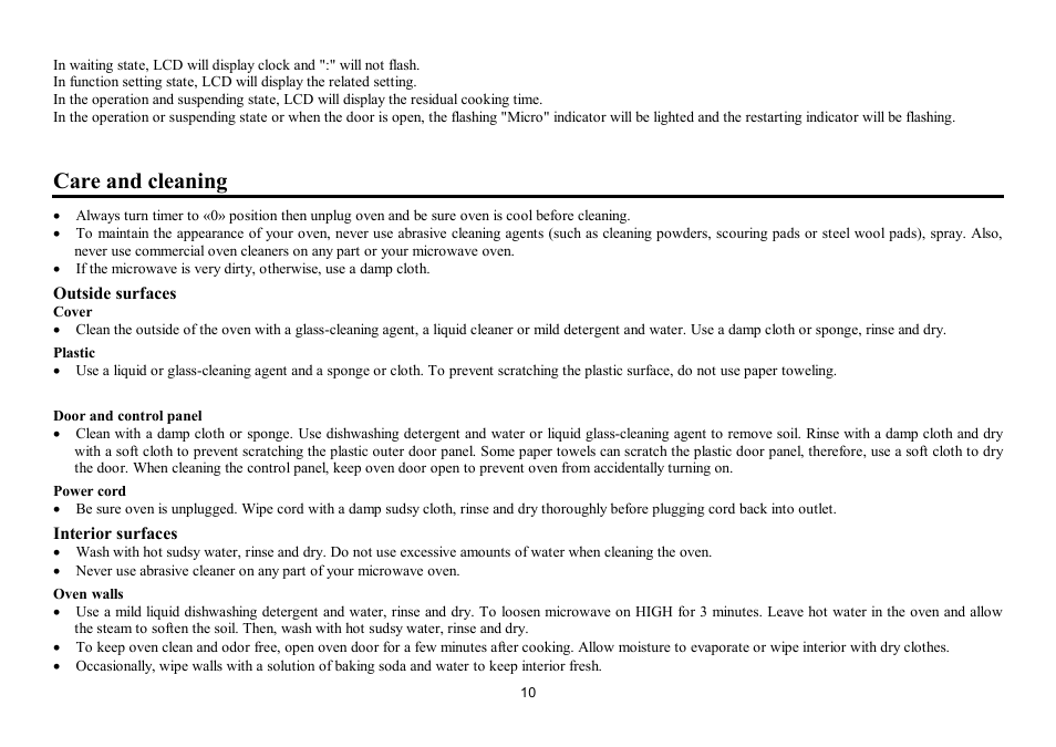 Care and cleaning | Hyundai H-MW1225 User Manual | Page 10 / 21