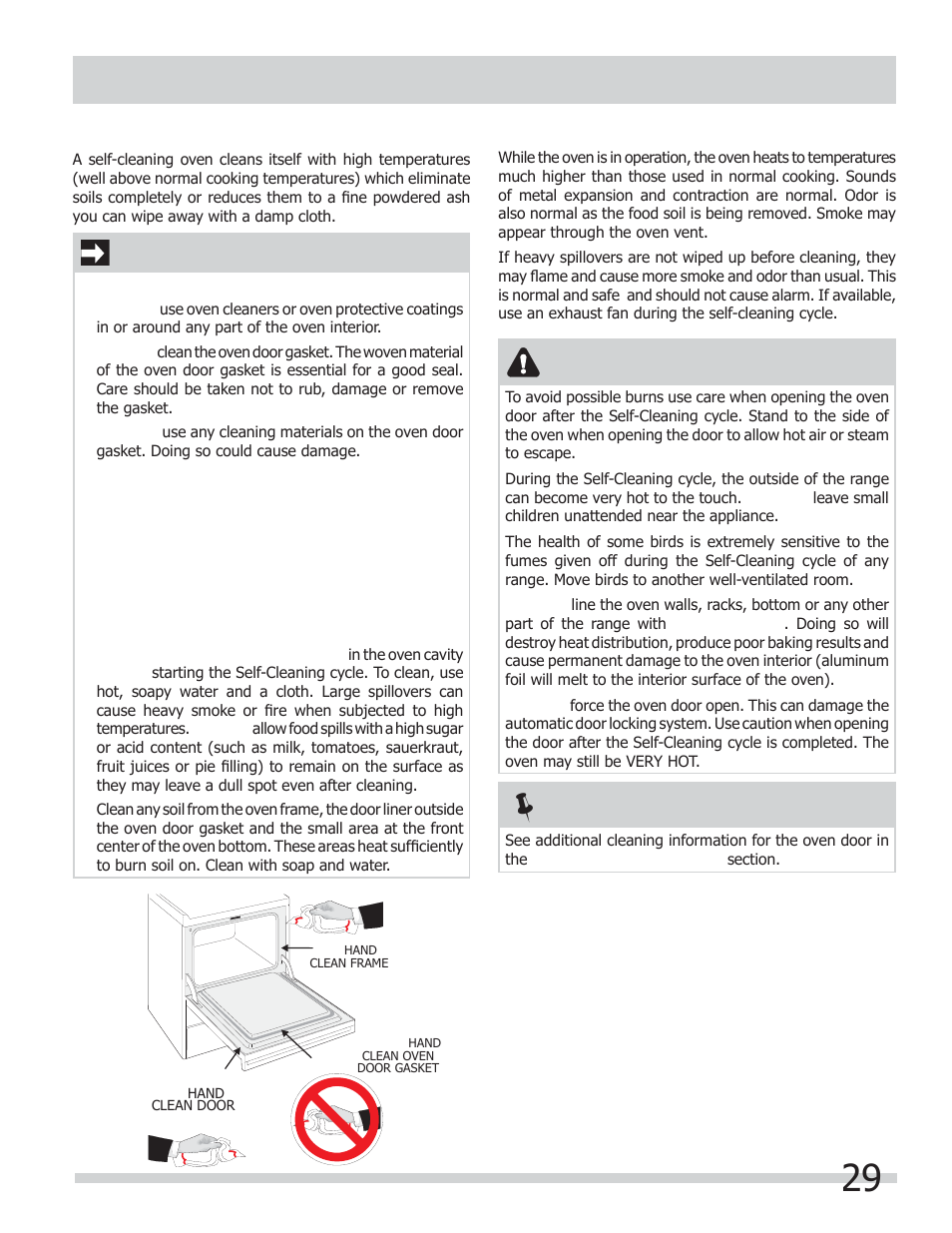 Self-cleaning, Caution, Important | FRIGIDAIRE FGEF304DKB User Manual | Page 29 / 40