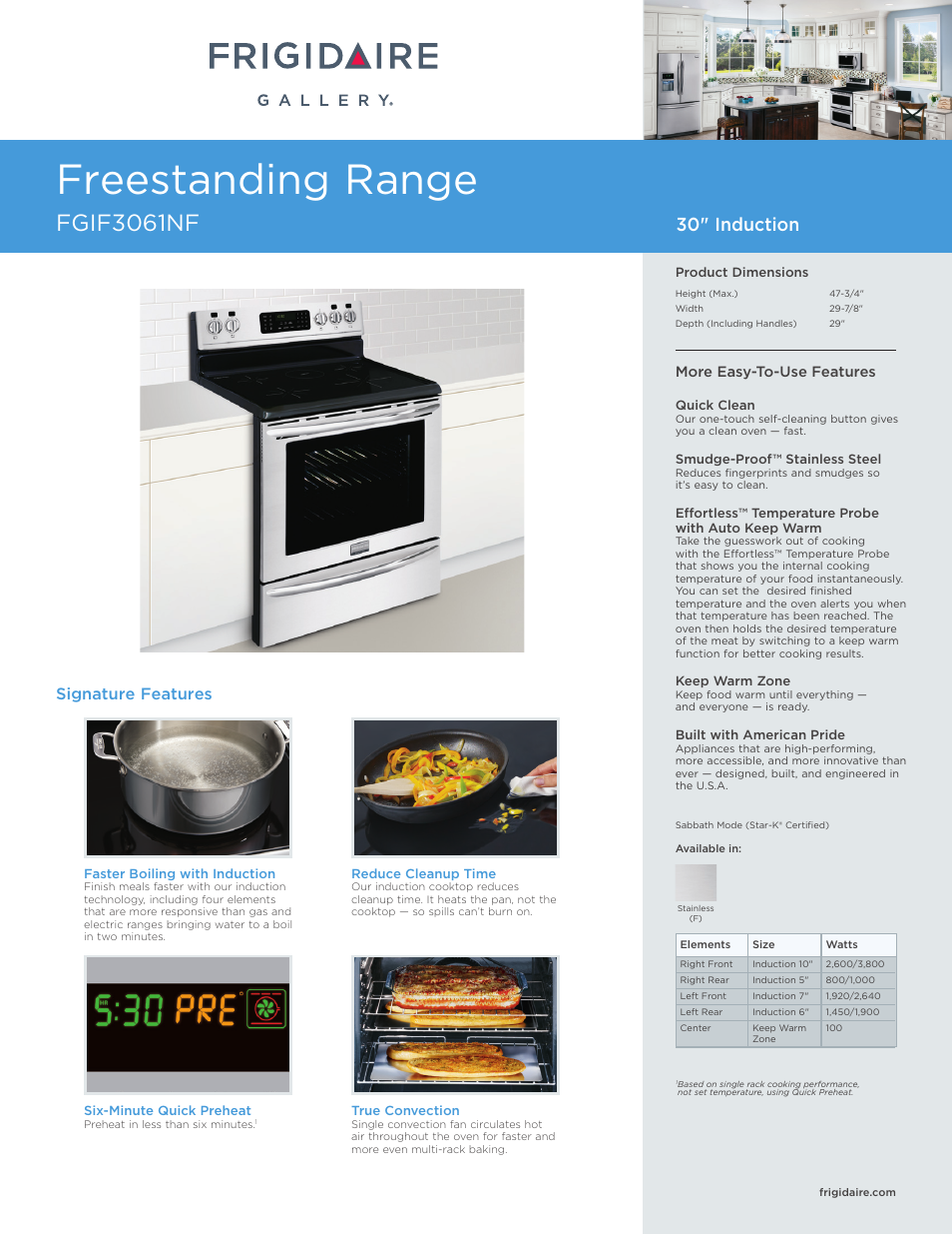 FRIGIDAIRE FGIF3061NF User Manual | 7 pages