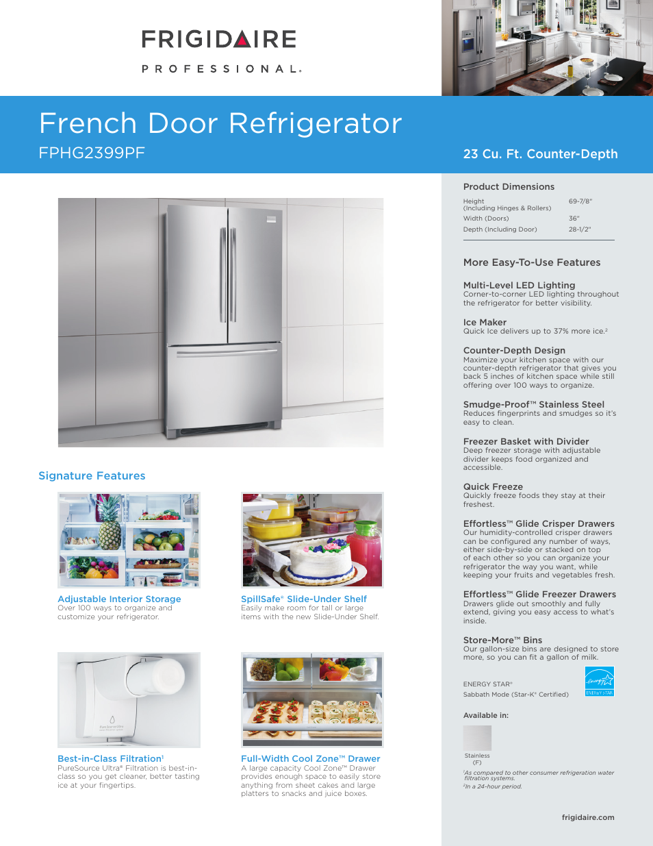 FRIGIDAIRE FPHG2399PF User Manual | 4 pages