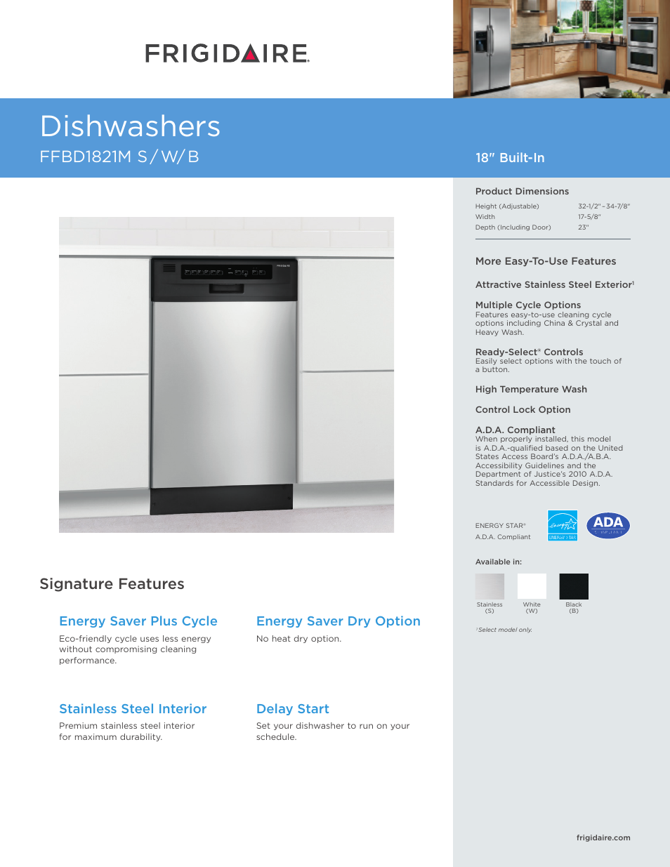 FRIGIDAIRE FFBD1821MB User Manual | 7 pages
