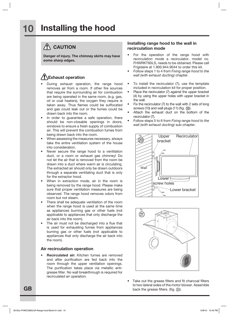 Operation, Cleaning and maintenance, Caution | FRIGIDAIRE FHWC3660LS User Manual | Page 10 / 13
