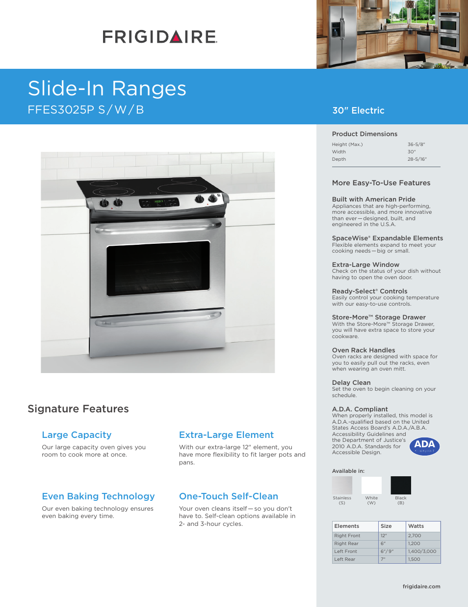 FRIGIDAIRE FFES3025PB User Manual | 7 pages