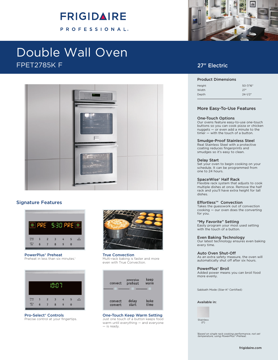FRIGIDAIRE FPET2785KF User Manual | 6 pages