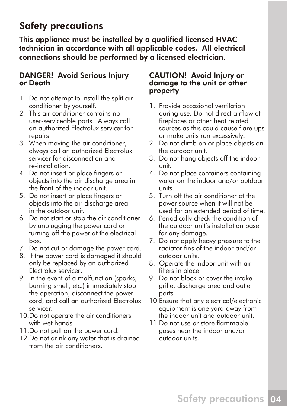 Safety precautions | FRIGIDAIRE FRS093LS1 User Manual | Page 5 / 28