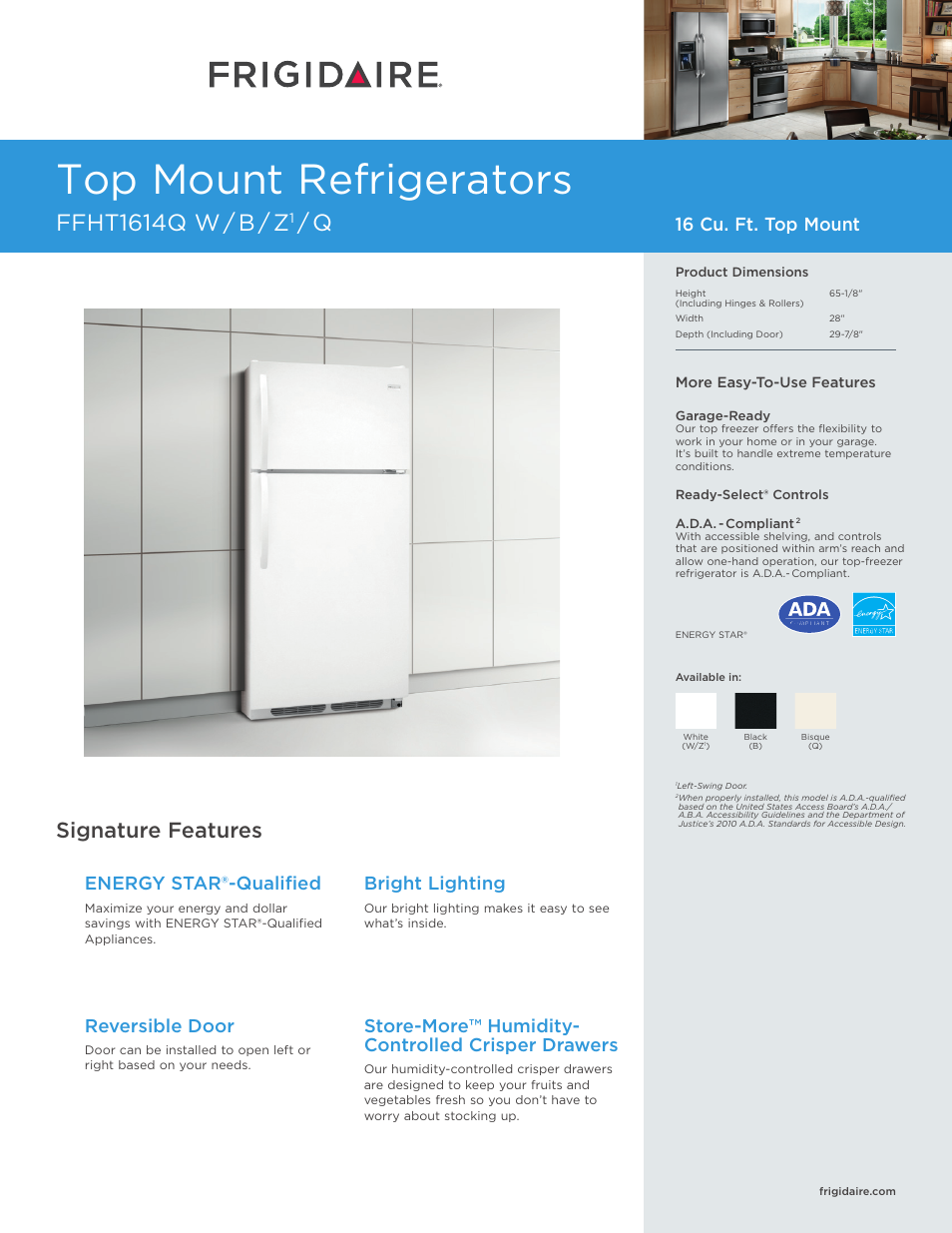 FRIGIDAIRE FFHT1614QB User Manual | 4 pages