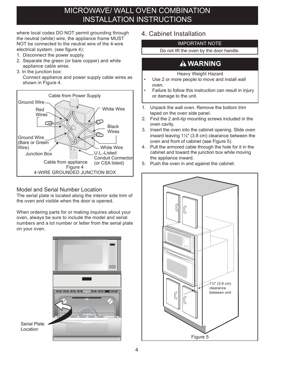 Cabinet installation | FRIGIDAIRE FGMC3065PB User Manual | Page 4 / 18