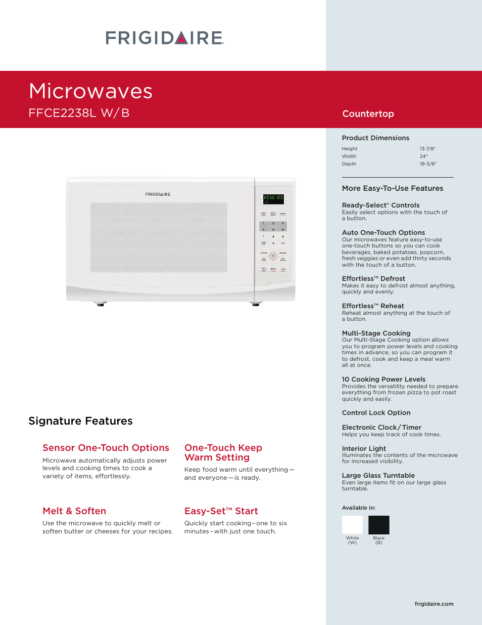 FRIGIDAIRE FFCE2238LB User Manual | 2 pages