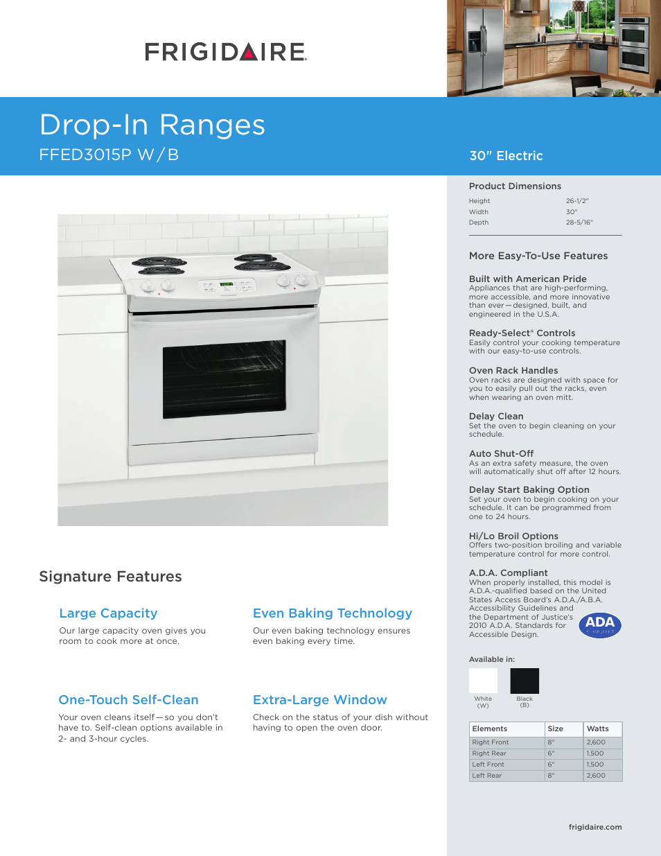 FRIGIDAIRE FFED3015PB User Manual | 7 pages