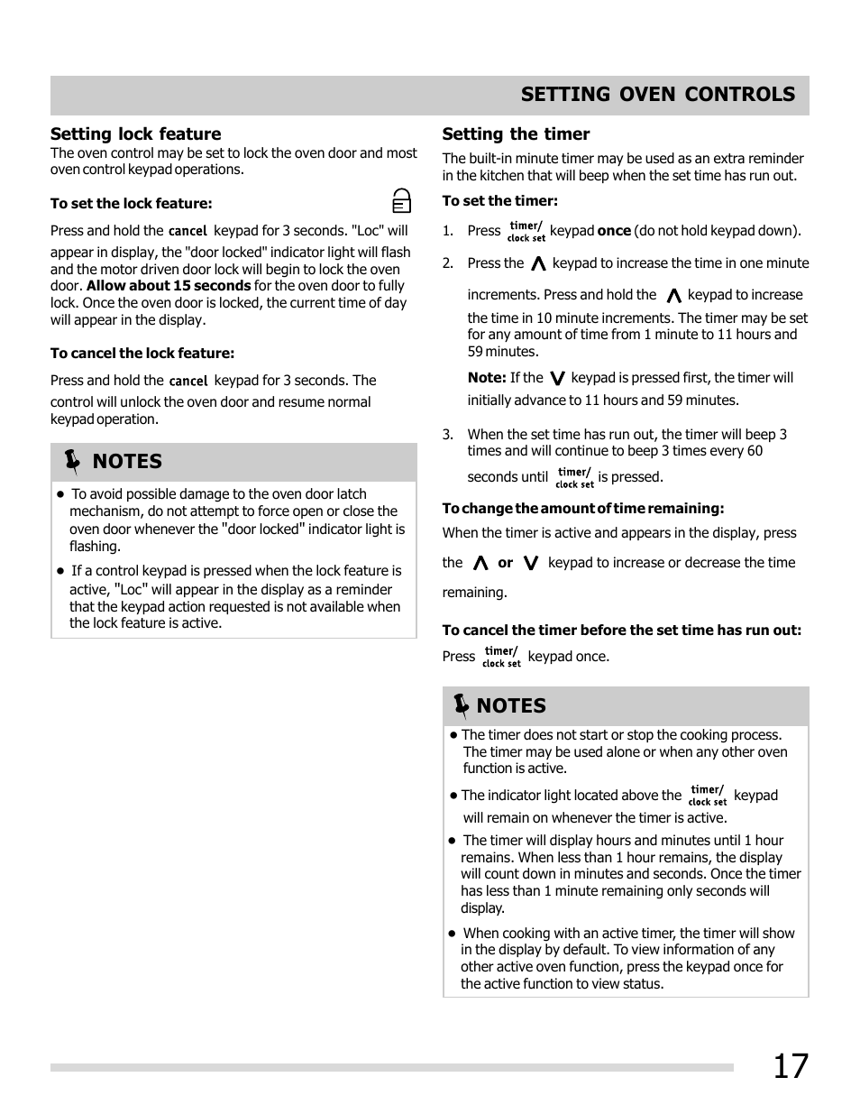 Setting oven controls | FRIGIDAIRE FGEF3032MB User Manual | Page 17 / 36