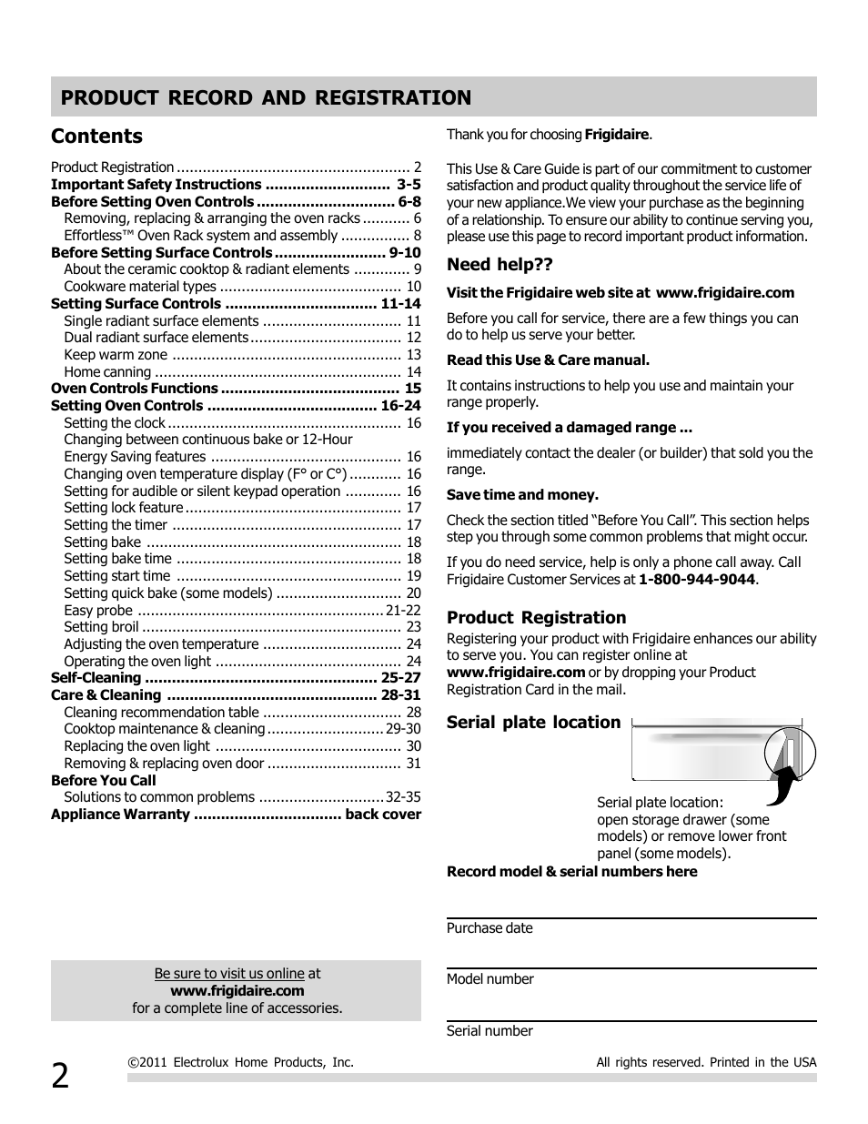 FRIGIDAIRE FGEF3032MB User Manual | Page 2 / 36