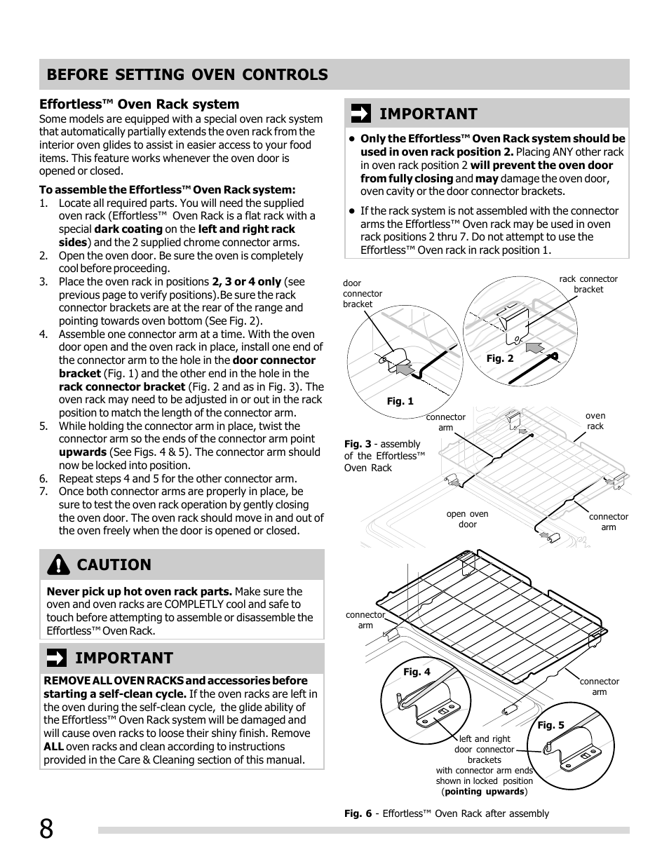 Before setting oven controls, Important, Caution | FRIGIDAIRE FGEF3032MB User Manual | Page 8 / 36