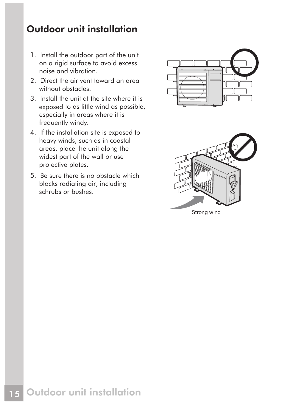 Outdoor unit installation | FRIGIDAIRE FRS18PYS2 User Manual | Page 13 / 25