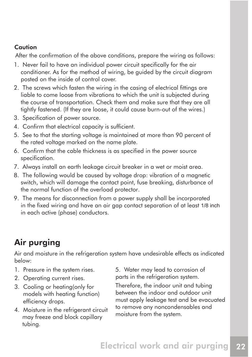 Electrical work and air purging, Air purging | FRIGIDAIRE FRS18PYS2 User Manual | Page 20 / 25