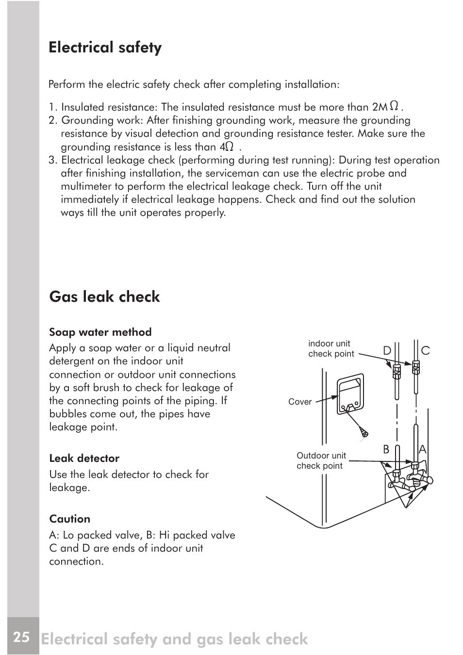 Electrical safety and gas leak check, Electrical safety, Gas leak check | FRIGIDAIRE FRS18PYS2 User Manual | Page 23 / 25