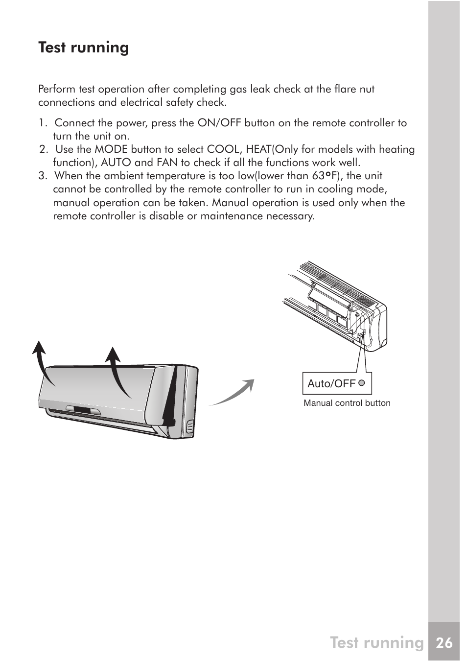 Test running | FRIGIDAIRE FRS18PYS2 User Manual | Page 24 / 25