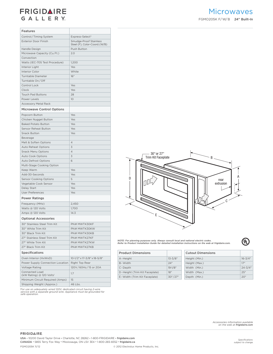 Microwaves | FRIGIDAIRE FGMO205KF User Manual | Page 2 / 7