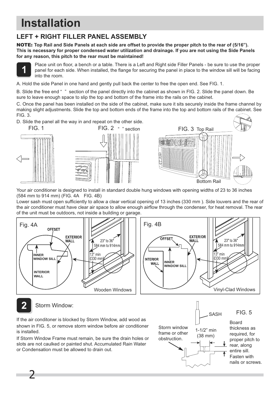2installation, How to install, Left + right filler panel assembly | FRIGIDAIRE FRA053XT7 User Manual | Page 2 / 4