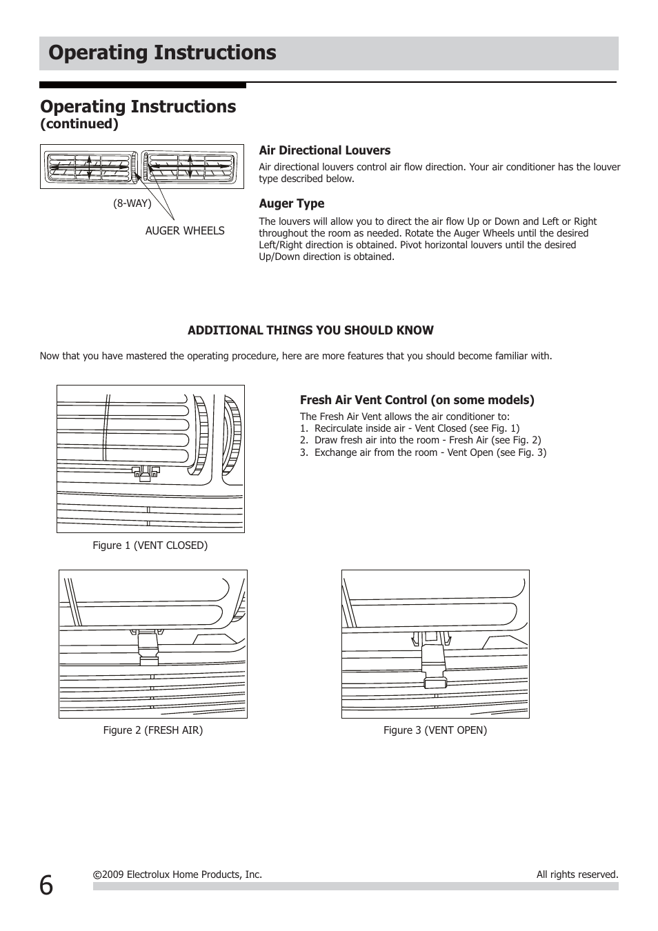 Operating instructions | FRIGIDAIRE FRA122CV1 User Manual | Page 6 / 9