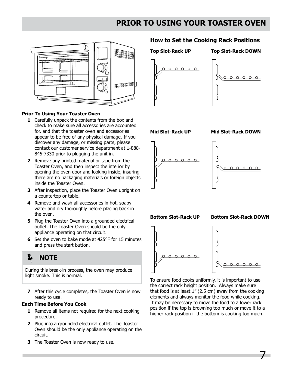 Prior to using your toaster oven | FRIGIDAIRE FPCO06D7MS User Manual | Page 7 / 14