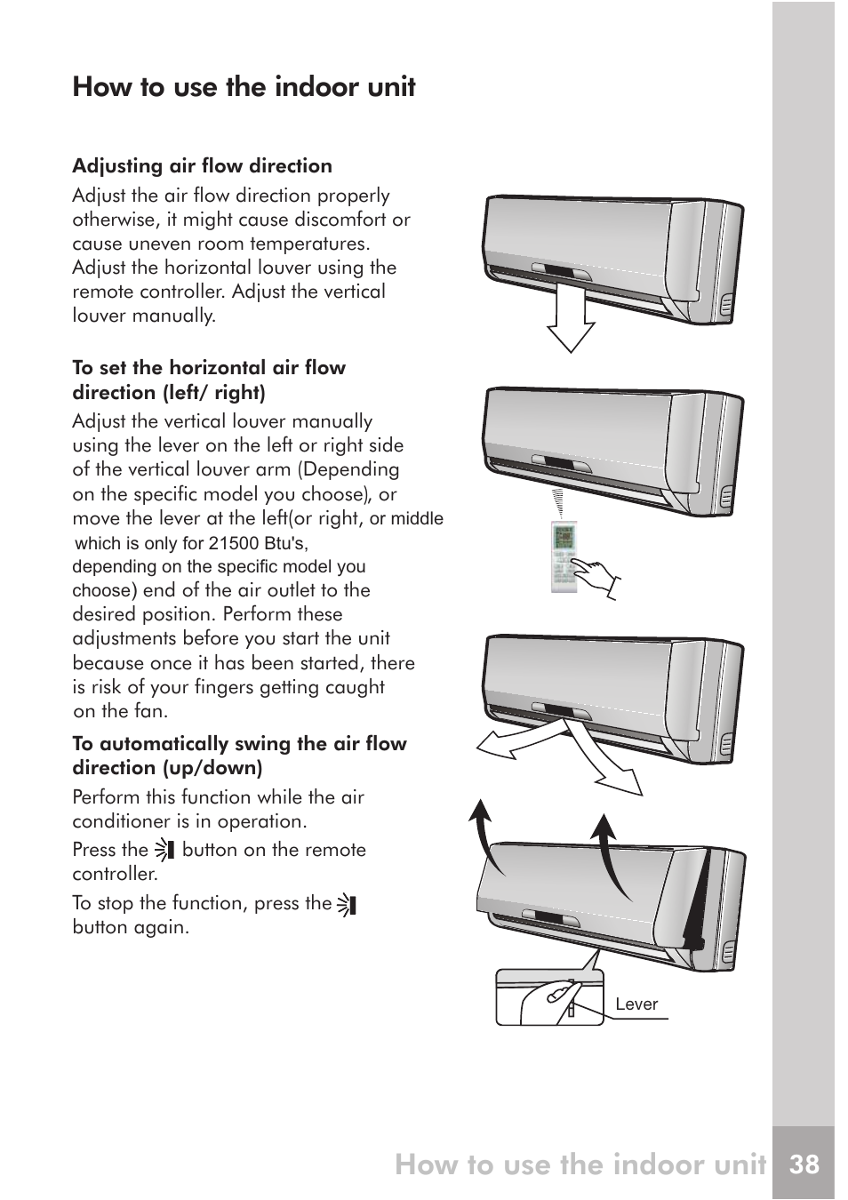 How to use the indoor unit | FRIGIDAIRE FRS12PYS1 User Manual | Page 18 / 27