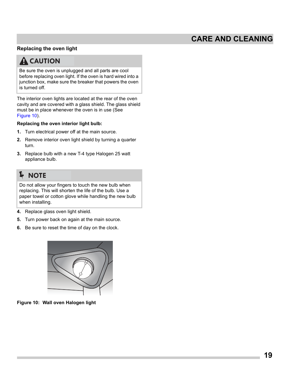 19 care and cleaning | FRIGIDAIRE FFET2725PS User Manual | Page 19 / 24