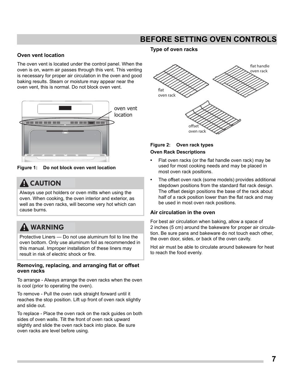 Caution warning, Before setting oven controls | FRIGIDAIRE FFET2725PS User Manual | Page 7 / 24