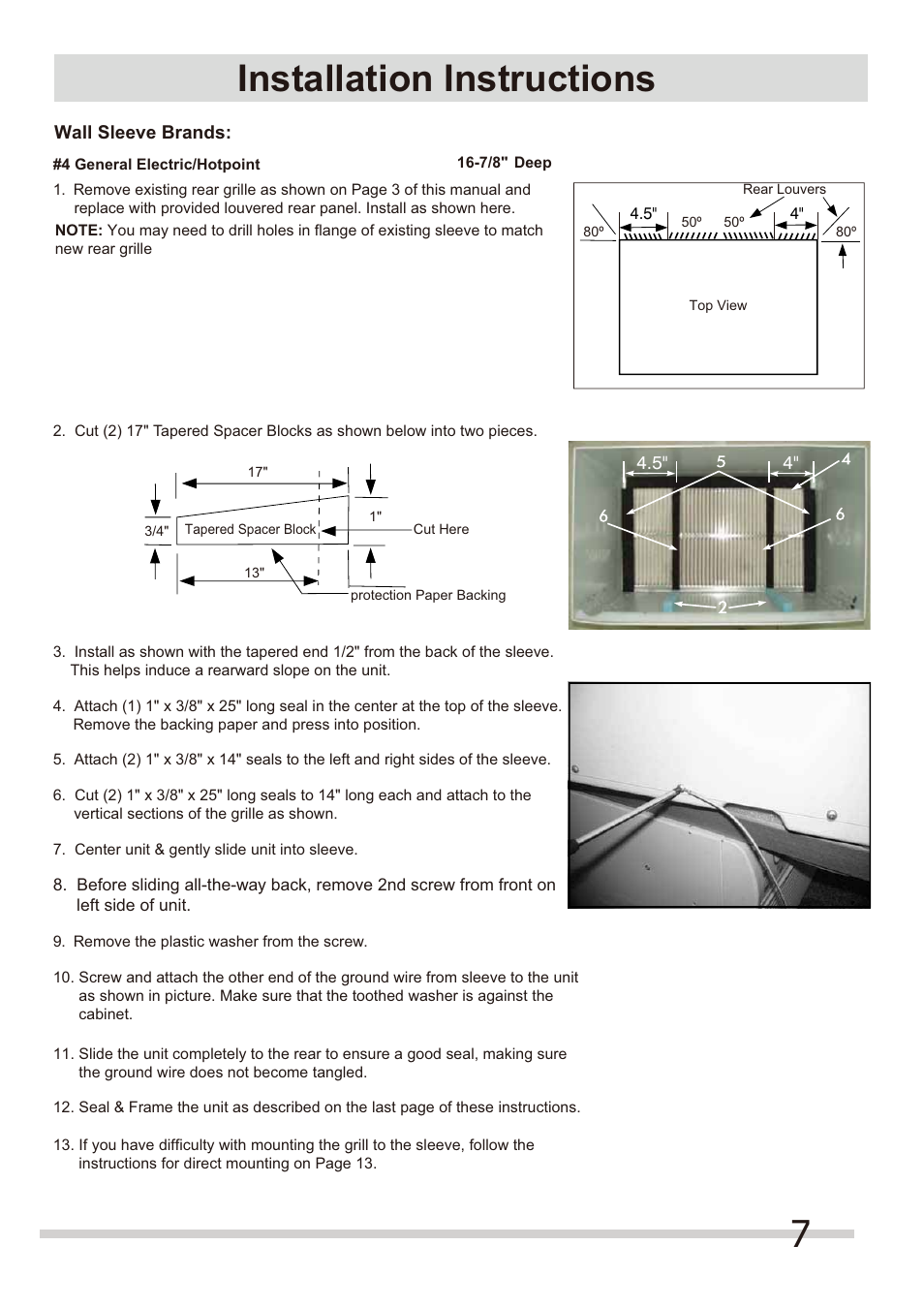 Installation instructions | FRIGIDAIRE FRA144HT2 User Manual | Page 7 / 14
