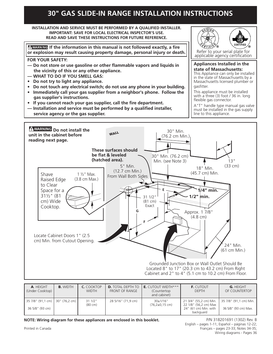 FRIGIDAIRE FGGS3045KF User Manual | 36 pages