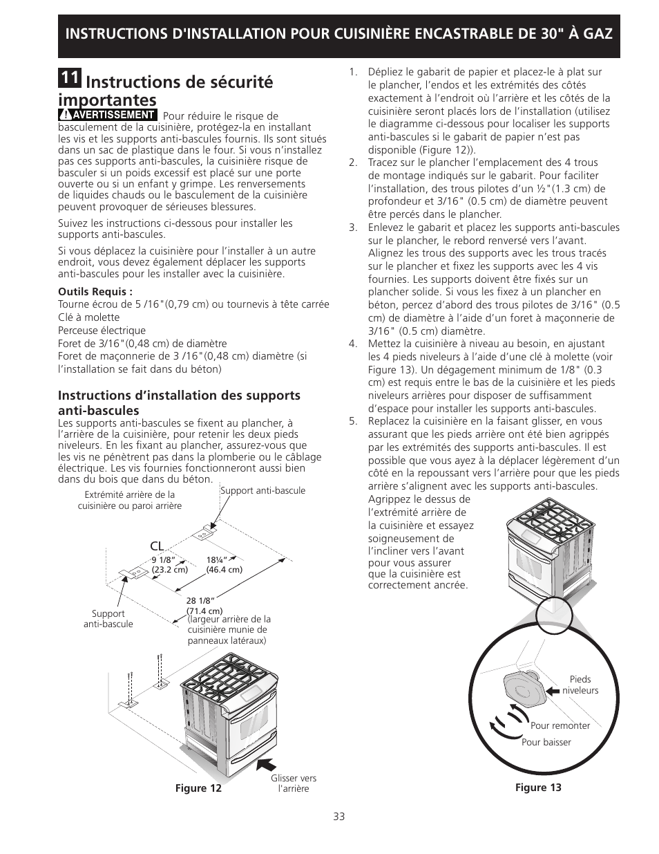 Instructions de sécurité importantes | FRIGIDAIRE FGGS3045KF User Manual | Page 33 / 36