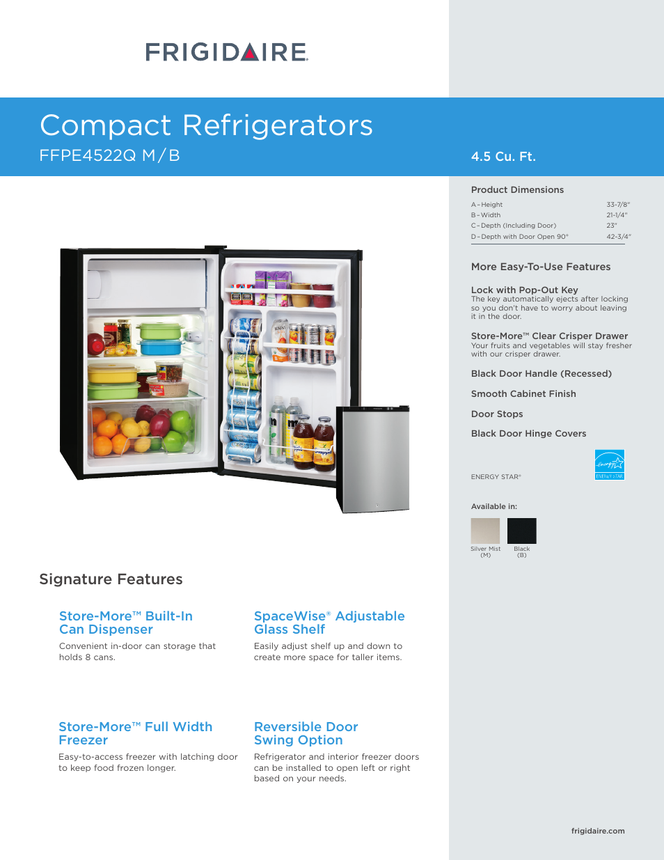 FRIGIDAIRE FFPE4522QM User Manual | 2 pages
