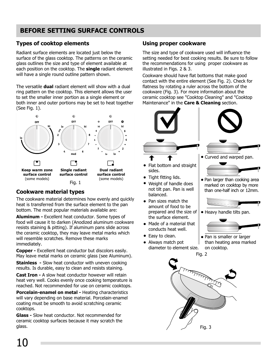 Before setting surface controls | FRIGIDAIRE FGEF3055MF User Manual | Page 10 / 44