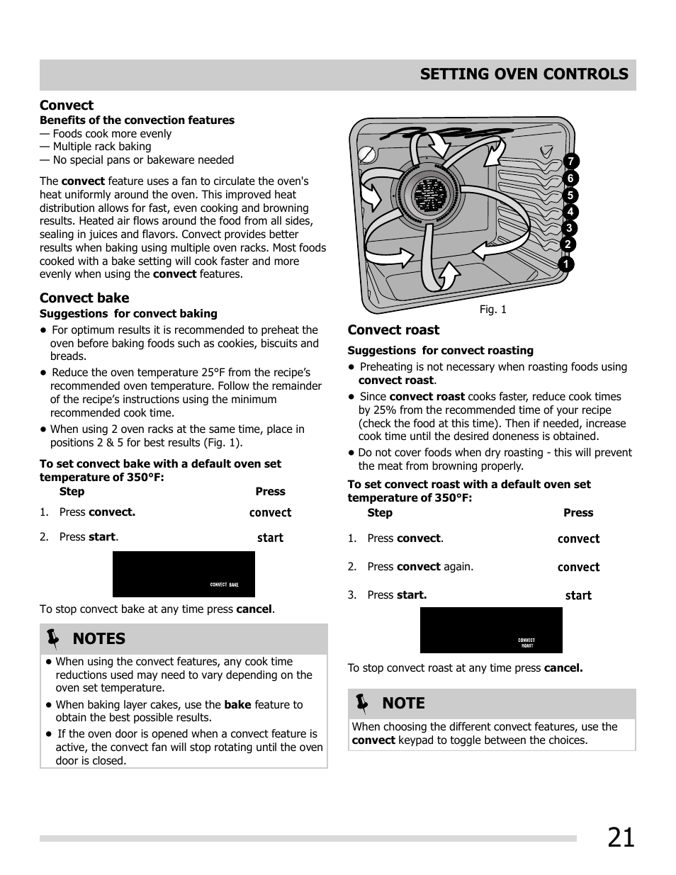 Setting oven controls | FRIGIDAIRE FGEF3055MF User Manual | Page 21 / 44