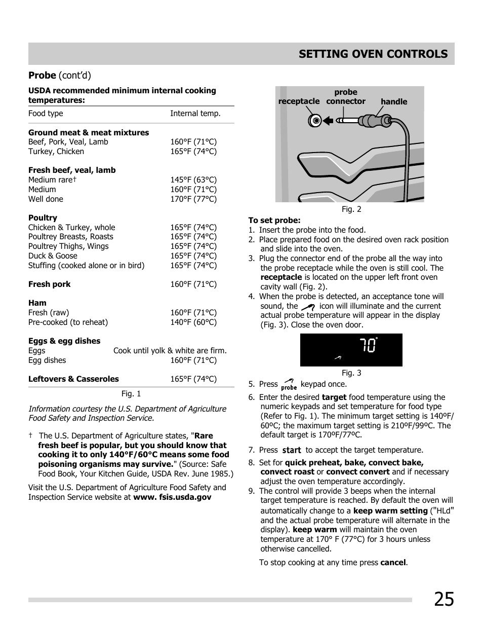 Setting oven controls | FRIGIDAIRE FGEF3055MF User Manual | Page 25 / 44