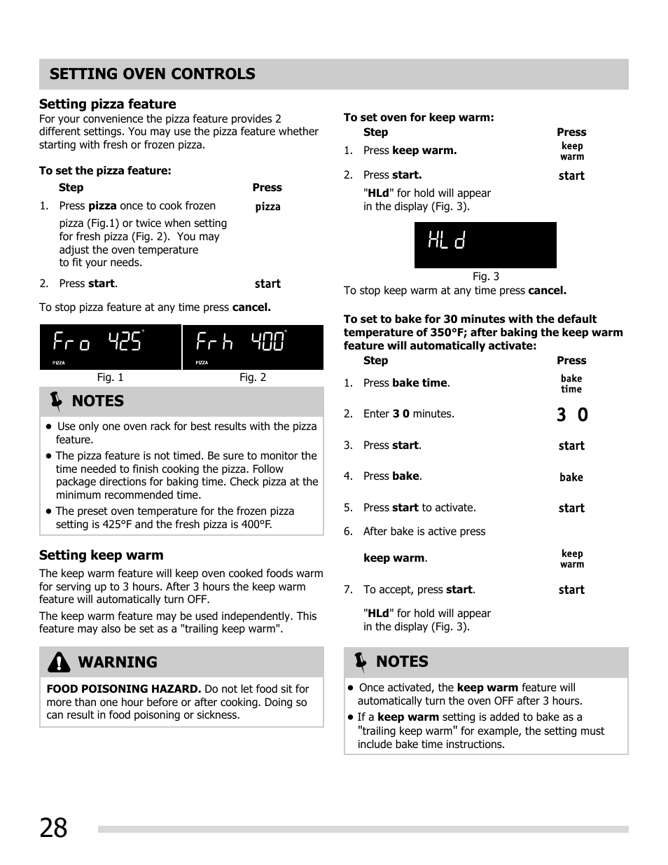 Setting oven controls | FRIGIDAIRE FGEF3055MF User Manual | Page 28 / 44