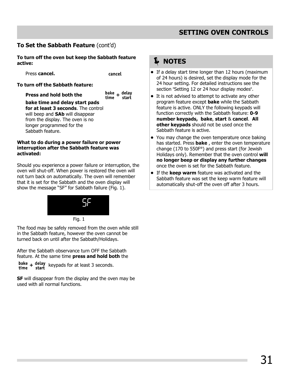 Setting oven controls | FRIGIDAIRE FGEF3055MF User Manual | Page 31 / 44